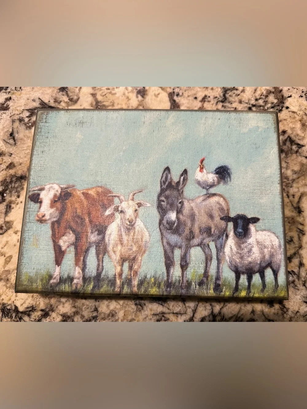 Primitives by Kathy Rustic Farm Animals Wall Block - Blue, Brown, White